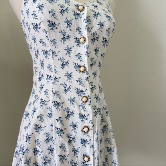 Vintage 90’s Fredericks of Hollywood White & Blue Corset Back Mini Dress Size XS - Picture 5 of 9